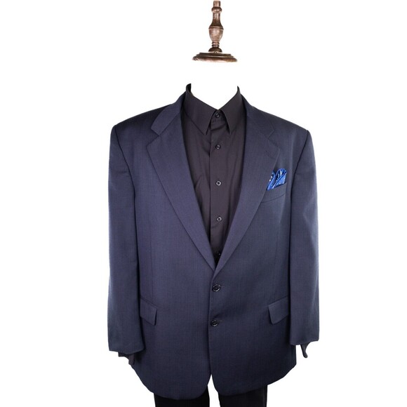 Paul Dione Wool Sport Coat Blazer Jacket 44r Solid Blue two Button Vent-Less - Picture 8 of 14